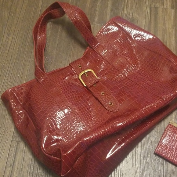 Large alligator print handbag with matching wallet - Picture 2 of 5